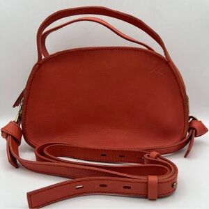 Madewell Orange Leather Sydney Two Way Bag